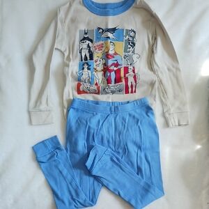 Lot Of 2 GAP Baby Blue and Beige Pajama Set And Amazon Essentials 4T
